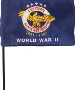 World War II Commemorative - 4 in. x 6 in. Military Stick Flag
