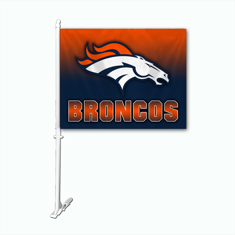 DENVER BRONCOS OMBRE CAR FLAG
