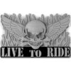 Skull Live To Ride Belt Buckle Enamel 3.2 INCHES
