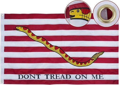 Dont Tread On Me 1st Navy Jack Flag Embroidered 3x5 Outdoor - 2Ply Heavy Duty