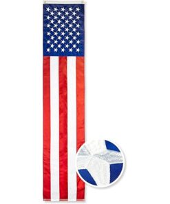 USA Flag Patriotic Bunting Pulldown 50 Embroidered Stars 20" x10', American 50 Star Pulldown 20 in x 10 ft