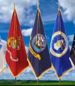 United States and U.S. Military Ceremonial Flags & Display Sets - Set of 7
