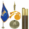 3' x 5' Indoor U.S. Air Force Flag Set, Air Force Flag Indoor Flagpole Kit w/ Gold Fringe, U.S. Military Air Force Parade Sets Nylon with Pole Hem and Fringe