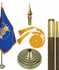 3' x 5' Indoor U.S. Air Force Flag Set, Air Force Flag Indoor Flagpole Kit w/ Gold Fringe, U.S. Military Air Force Parade Sets Nylon with Pole Hem and Fringe