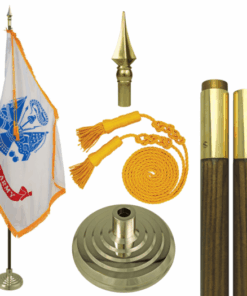 3' x 5' Indoor U.S. Army Flag Set, Army Flag Indoor Flagpole Kit w/ Gold Fringe, U.S. Military Army Parade Sets Nylon with Pole Hem and Fringe