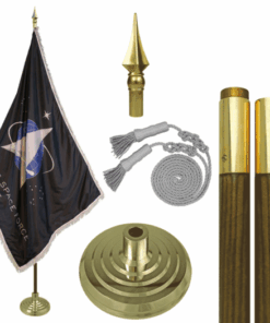 3' x 5' Indoor U.S. Space Force Flag Set, Space Force Flag Indoor Flagpole Kit w/ Gold Fringe, U.S. Military Space Force Parade Sets Nylon with Pole Hem and Fringe