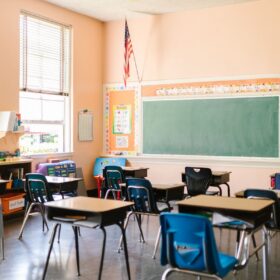 American flag displayed in a Colorado school classroom